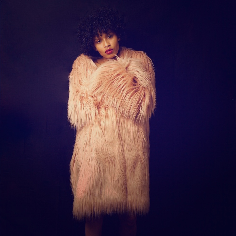 Off the runway BCBG shaggy fur mid length Coat